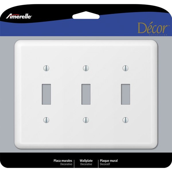 Amerelle Devon White 3 gang Stamped Steel Toggle Wall Plate 935TTTW